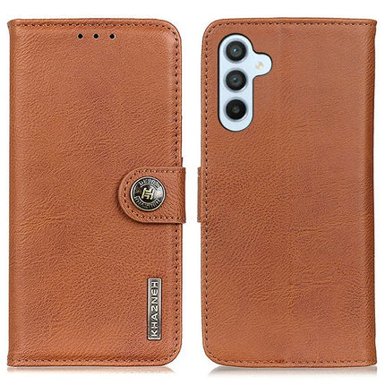 KHAZNEH For Samsung Galaxy A26 5G Wallet Case Cowhide Texture Leather Flip Phone Cover - Brown