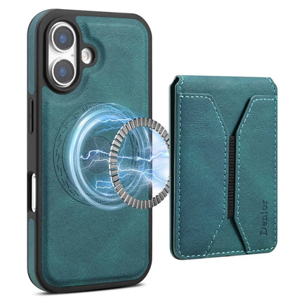 DENIOR D17 For iPhone 16 Plus Case Compatible with MagSafe Card Bag Phone Cover - Blue