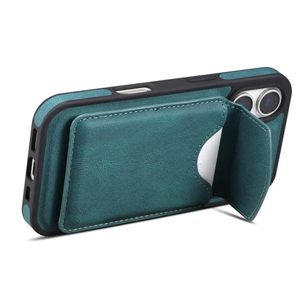 DENIOR D20 For iPhone 16 Plus Case Detachable Card Bag Rotary Kickstand Leather+PC+TPU Cover