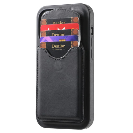 DENIOR D20 For iPhone 16 Plus Case Detachable Card Bag Rotary Kickstand Leather+PC+TPU Cover