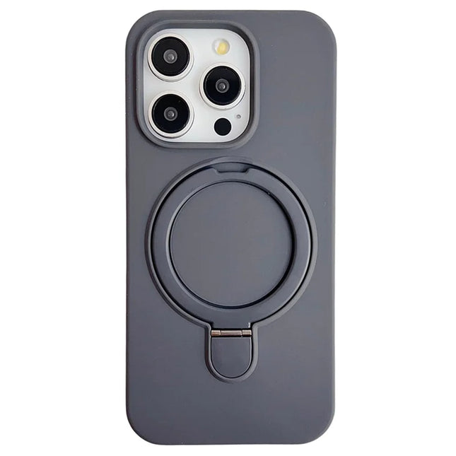 For iPhone 15 Pro Max Case Compatible with MagSafe Silicone Phone Back Cover with Kickstand - Grey