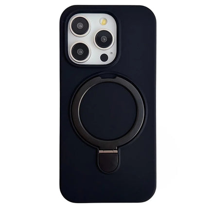 For iPhone 15 Pro Max Case Compatible with MagSafe Silicone Phone Back Cover with Kickstand - Black