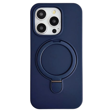 For iPhone 15 Pro Max Case Compatible with MagSafe Silicone Phone Back Cover with Kickstand - Blue