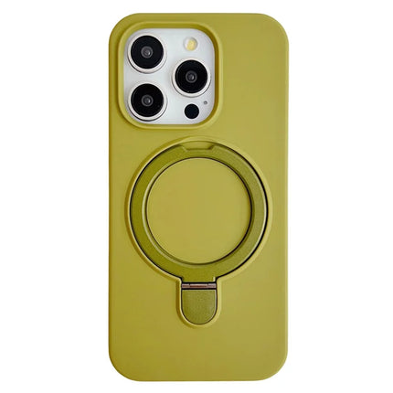 For iPhone 15 Pro Max Case Compatible with MagSafe Silicone Phone Back Cover with Kickstand - Matcha Green