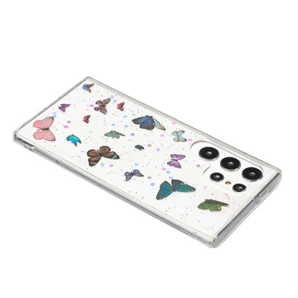 For Samsung Galaxy S23 Ultra Case Anti Drop TPU Phone Back Cover Epoxy Glitter Butterfly