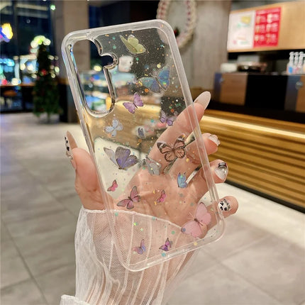 For Samsung Galaxy A15 5G / A15 4G Case Anti Drop TPU Phone Back Cover Epoxy Glitter Butterfly