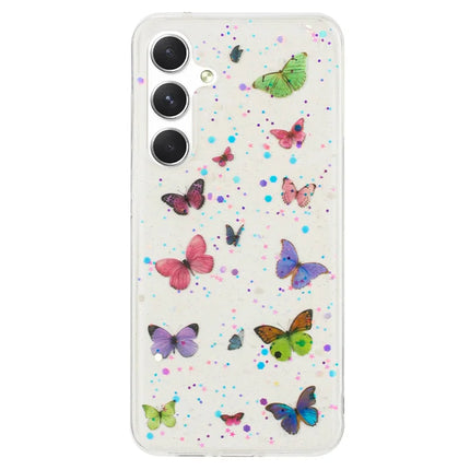 For Samsung Galaxy S23 FE Case Anti Drop TPU Phone Back Cover Epoxy Glitter Butterfly - Pink
