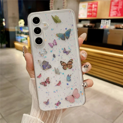 For Samsung Galaxy S23 FE Case Anti Drop TPU Phone Back Cover Epoxy Glitter Butterfly
