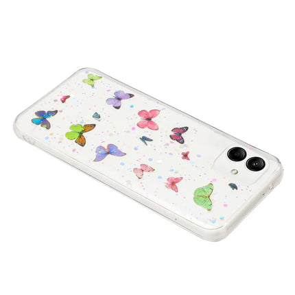 For Samsung Galaxy A05 4G Case Anti Drop TPU Phone Back Cover Epoxy Glitter Butterfly