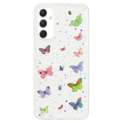 For Samsung Galaxy A25 5G (Global) (161.0 x 76.5 x 8.3mm) Case Anti Drop TPU Phone Back Cover Epoxy Glitter Butterfly - Pink