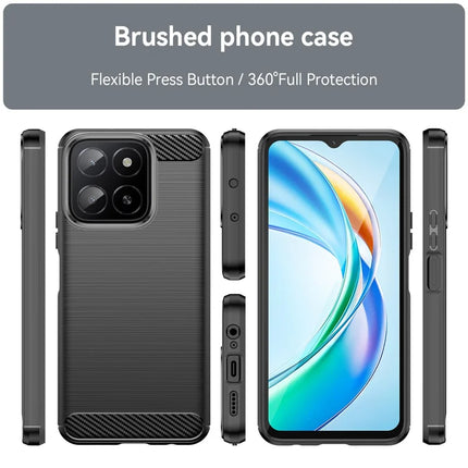 For Honor X5b Plus Case Carbon Fiber Texture Brushed Anti Fingerprint Phone Back Cover