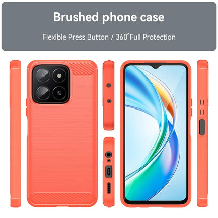 For Honor X5b Plus Case Carbon Fiber Texture Brushed Anti Fingerprint Phone Back Cover