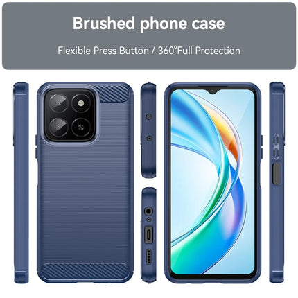 For Honor X5b Plus Case Carbon Fiber Texture Brushed Anti Fingerprint Phone Back Cover