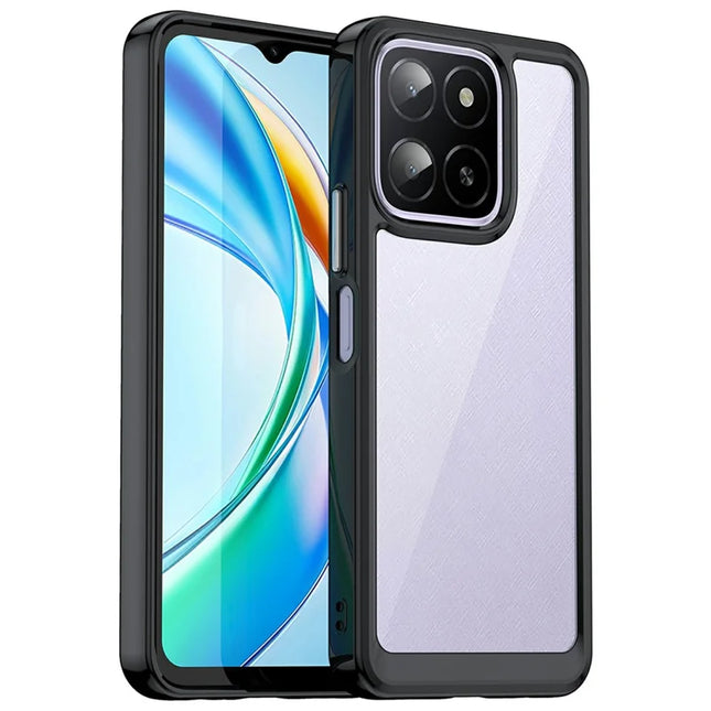 For Honor X5b / X5b Plus / X6a 4G / X6b 4G Case TPU+Acrylic Protective Clear Phone Cover - Black