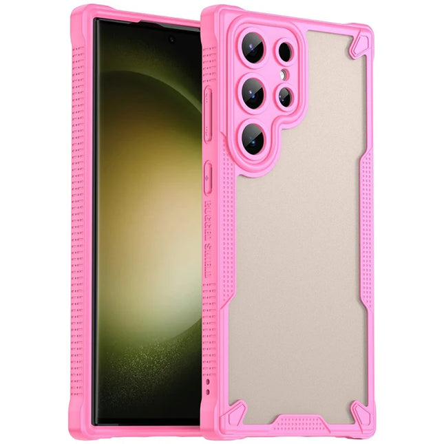 For Samsung Galaxy S23 Ultra Case PC+TPU Frosted Phone Back Cover - Pink