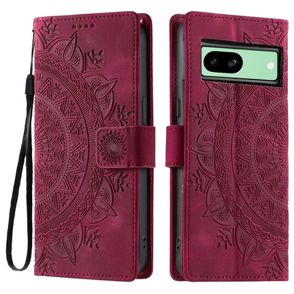 Style 018 For Google Pixel 8a Case Imprinted Totem Skin Feel Wallet Leather Phone Cover - Rose