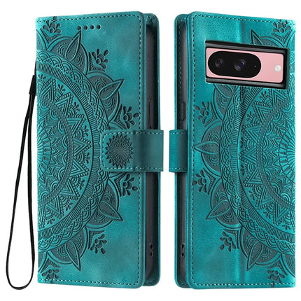 Style 018 For Google Pixel 9 Pro  /  Pixel 9 Case Imprinted Totem Skin Feel Wallet Leather Phone Cover - Mint Green