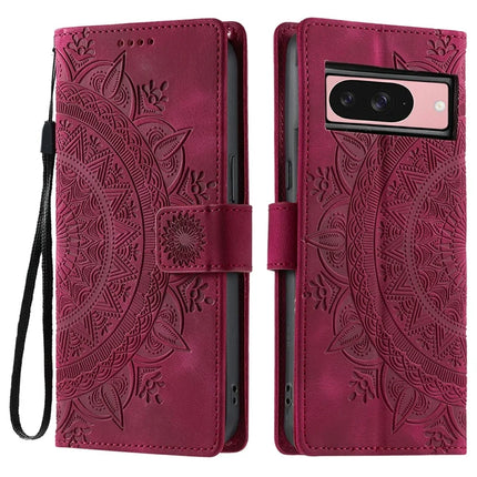 Style 018 For Google Pixel 9 Pro  /  Pixel 9 Case Imprinted Totem Skin Feel Wallet Leather Phone Cover - Rose