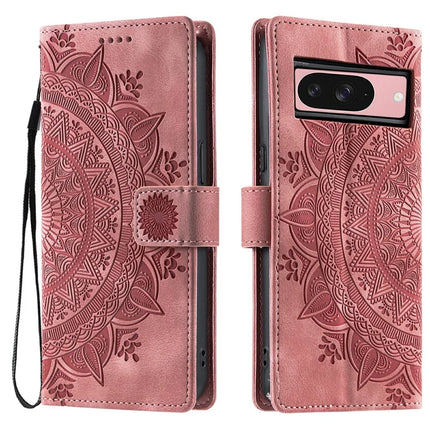 Style 018 For Google Pixel 9 Pro  /  Pixel 9 Case Imprinted Totem Skin Feel Wallet Leather Phone Cover - Rose Gold
