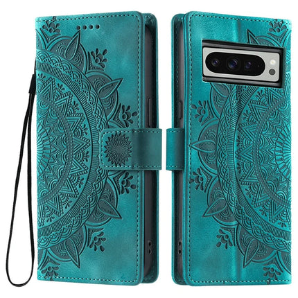 Style 018 For Google Pixel 9 Pro XL Case Imprinted Totem Skin Feel Wallet Leather Phone Cover - Mint Green
