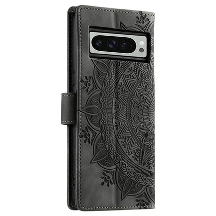 Style 018 For Google Pixel 9 Pro XL Case Imprinted Totem Skin Feel Wallet Leather Phone Cover