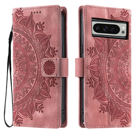 Style 018 For Google Pixel 9 Pro XL Case Imprinted Totem Skin Feel Wallet Leather Phone Cover - Rose Gold
