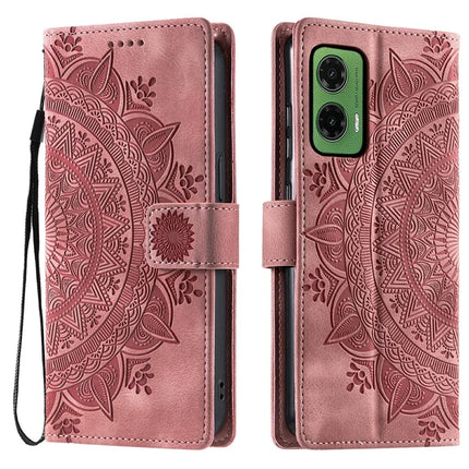 For Motorola Moto G35 5G Case Imprinted Totem Skin Feel Wallet Leather Phone Cover - Rose Gold