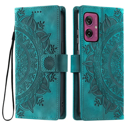 For Motorola Moto G55 5G Case Imprinted Totem Skin Feel Wallet Leather Phone Cover - Mint Green