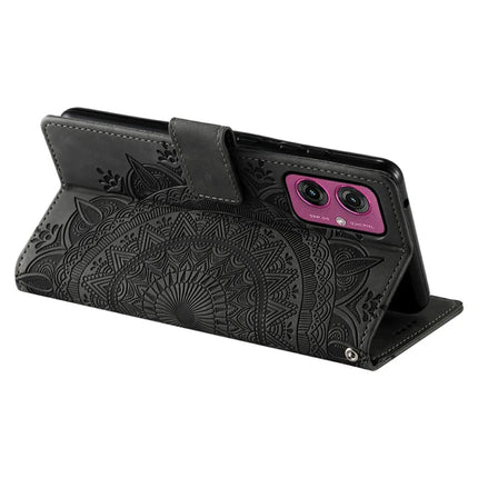 For Motorola Moto G55 5G Case Imprinted Totem Skin Feel Wallet Leather Phone Cover