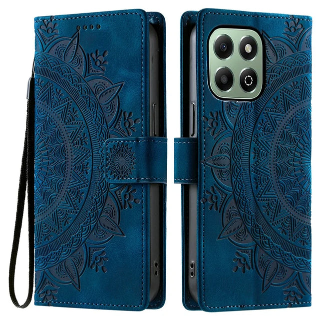 Style 018 For Honor X6b 4G Case Imprinted Totem Skin Feel Wallet Leather Phone Cover - Blue