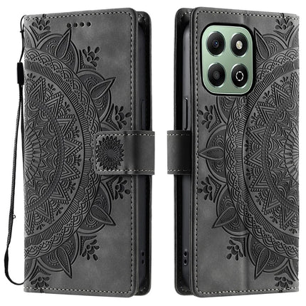 Style 018 For Honor X6b 4G Case Imprinted Totem Skin Feel Wallet Leather Phone Cover - Grey