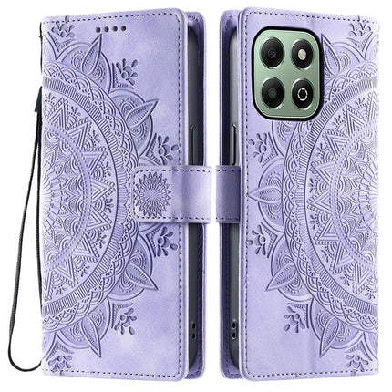 Style 018 For Honor X6b 4G Case Imprinted Totem Skin Feel Wallet Leather Phone Cover - Purple