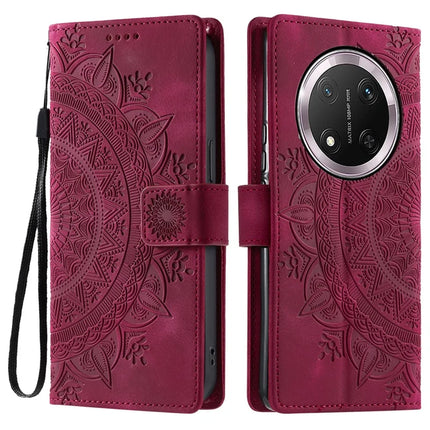 Style 018 For Honor Magic7 Lite 5G / X9c 5G / X60 Pro 5G Case Imprinted Totem Skin Feel Wallet Leather Phone Cover - Rose