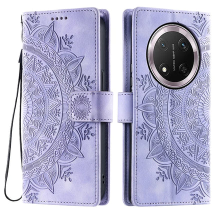Style 018 For Honor Magic7 Lite 5G / X9c 5G / X60 Pro 5G Case Imprinted Totem Skin Feel Wallet Leather Phone Cover - Purple