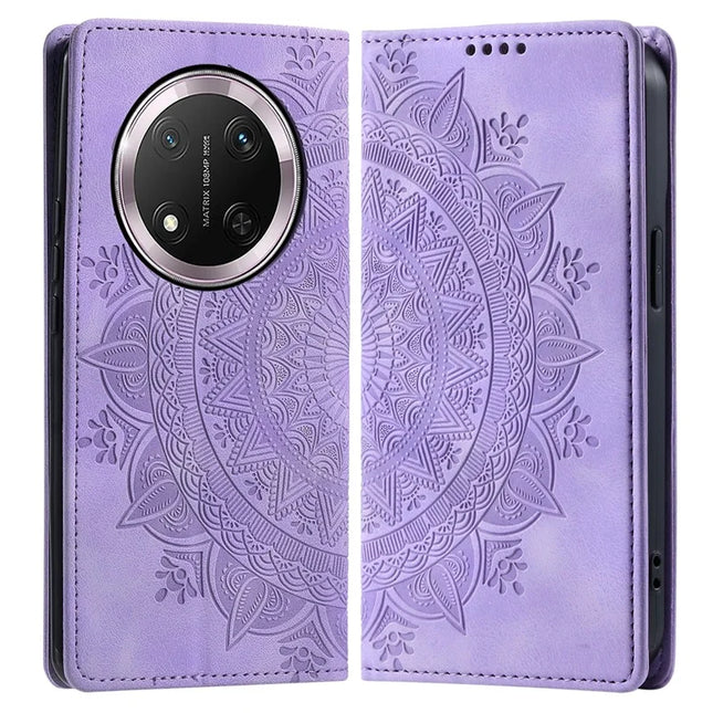 Style-010 For Honor Magic7 Lite 5G / X9c 5G / X60 Pro 5G Case Magnetic Closing Leather Phone Cover Pattern Imprinted - Purple