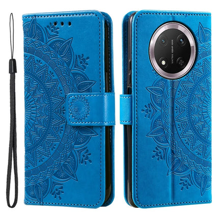 For Honor Magic7 Lite 5G / X9c 5G / X60 Pro 5G Case Imprinted Totem PU Leather Wallet Stand Phone Cover - Blue