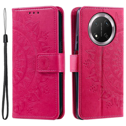 For Honor Magic7 Lite 5G / X9c 5G / X60 Pro 5G Case Imprinted Totem PU Leather Wallet Stand Phone Cover - Rose