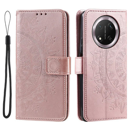 For Honor Magic7 Lite 5G / X9c 5G / X60 Pro 5G Case Imprinted Totem PU Leather Wallet Stand Phone Cover - Rose Gold
