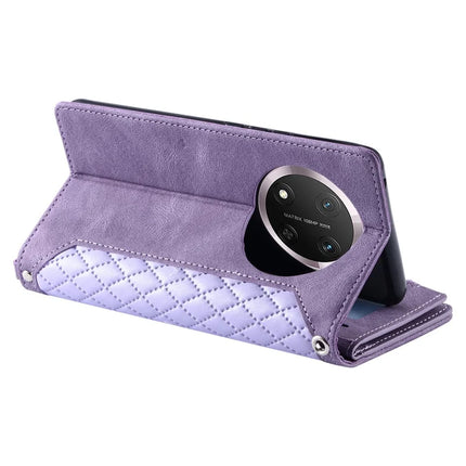 Style 005 For Honor Magic7 Lite 5G / X9c 5G / X60 Pro 5G Wallet Case Rhombus Stitching Line PU Leather Phone Cover