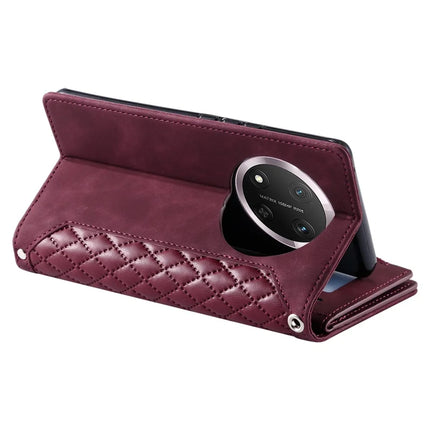 Style 005 For Honor Magic7 Lite 5G / X9c 5G / X60 Pro 5G Wallet Case Rhombus Stitching Line PU Leather Phone Cover