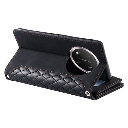 Style 005 For Honor Magic7 Lite 5G / X9c 5G / X60 Pro 5G Wallet Case Rhombus Stitching Line PU Leather Phone Cover