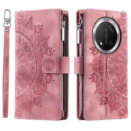 Style 006 For Honor Magic7 Lite 5G / X9c 5G / X60 Pro 5G Wallet Case PU Leather Phone Cover Mandala Flower Pattern - Rose Gold