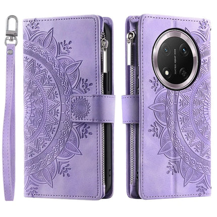 Style 006 For Honor Magic7 Lite 5G / X9c 5G / X60 Pro 5G Wallet Case PU Leather Phone Cover Mandala Flower Pattern - Purple