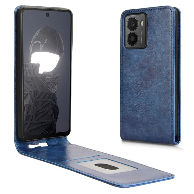 For HMD Fusion 5G Case with Card Slot Magnetic Vertical Flip Leather Phone Cover - Dark Blue