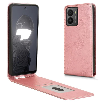 For HMD Fusion 5G Case with Card Slot Magnetic Vertical Flip Leather Phone Cover - Rose Gold