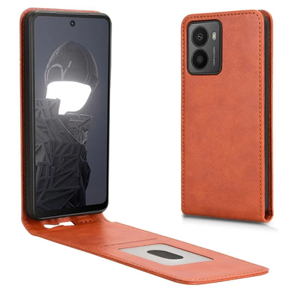For HMD Fusion 5G Case with Card Slot Magnetic Vertical Flip Leather Phone Cover - Orange