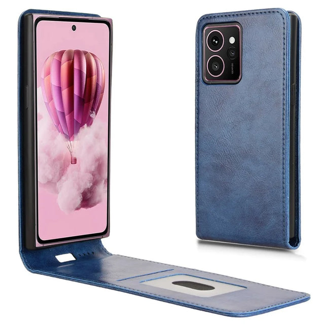 For HMD Skyline Case with Card Slot Magnetic Vertical Flip Leather Phone Cover - Dark Blue