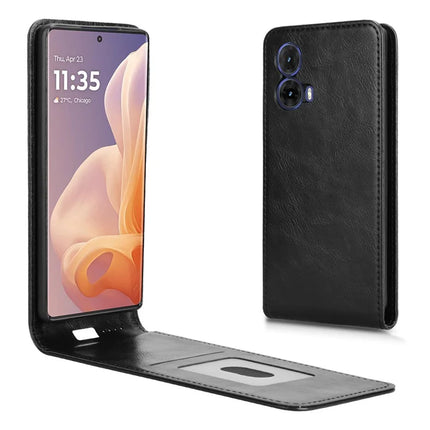 For Motorola Moto G85 5G  /  S50 Neo 5G Case with Card Slot Magnetic Vertical Flip Leather Phone Cover - Black