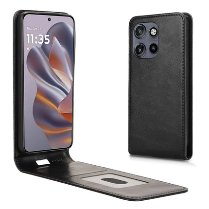 Phone Case For Motorola Thinkphone 25 5G  /  Moto S50 5G  /  Edge 50 Neo 5G Magnetic Vertical Flip Leather Cover with Card Slot - Black