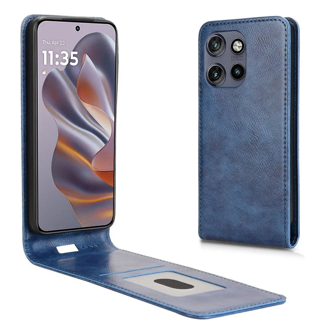 Phone Case For Motorola Thinkphone 25 5G  /  Moto S50 5G  /  Edge 50 Neo 5G Magnetic Vertical Flip Leather Cover with Card Slot - Dark Blue